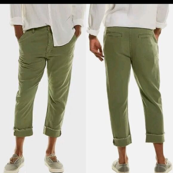 One Teapspoon High Waist Trousers Green Khaki Button fly, Fringe Sz 31. - Picture 1 of 8